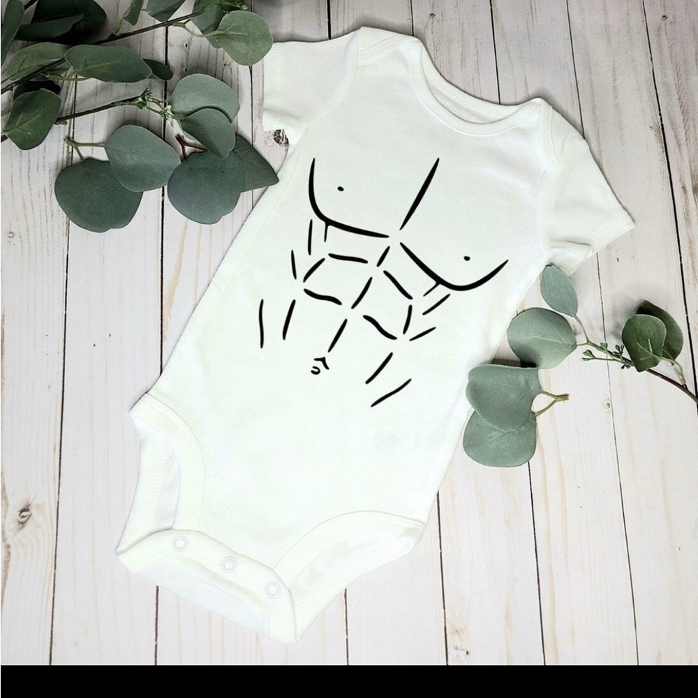 Baby Onesie with Muscle Print-never worn (12 months)